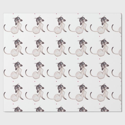 Papier Cadeau Chat de Siamese (Plat)