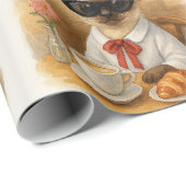 Papier Cadeau Chat de Siamese avec petit-déjeuner (Coin rond)