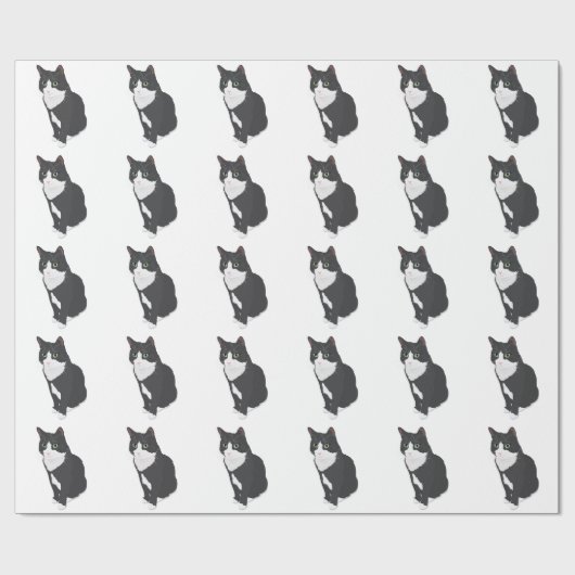 Papier Cadeau Chat de smoking (Plat)