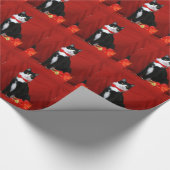 Papier Cadeau Chat de smoking avec la cravate d'arc rouge (Coin)