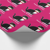 Papier Cadeau Chat de smoking dans la cravate d'arc : Joyeux (Coin)