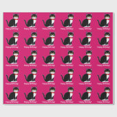 Papier Cadeau Chat de smoking dans la cravate d'arc : Joyeux (Plat)