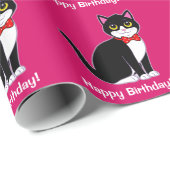 Papier Cadeau Chat de smoking dans la cravate d'arc : Joyeux (Coin rond)