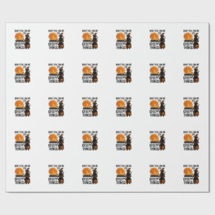 Papier Cadeau Chat d'Halloween Choses Effrayantes Sorcière Drôle