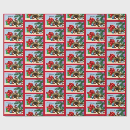 Papier Cadeau Chat d'ornement de Noël (Plat)