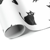 Papier Cadeau Chat drôle et effrayant d'Halloween (Coin rond)