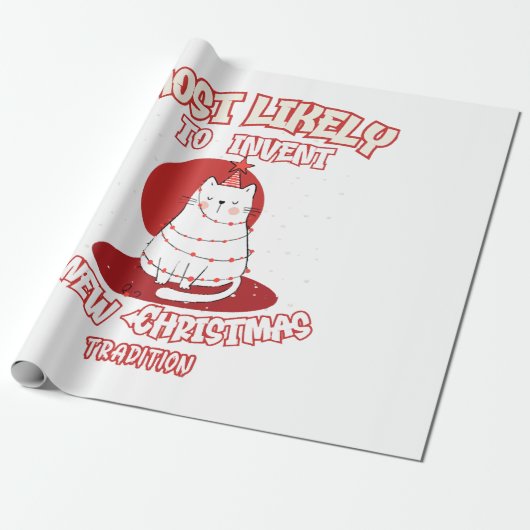 Papier Cadeau Chat drôle le plus susceptible d'inventer une nouv (Déroulé)