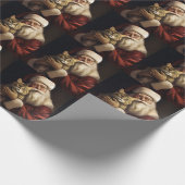 Papier Cadeau Chat du Bengale avec Noël du Père Noël (Coin)
