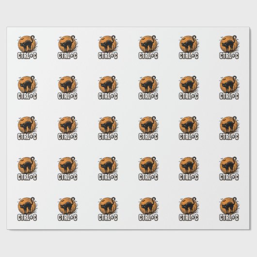 Papier Cadeau Chat effrayant CTRL C Conception vectorielle Hallo (Plat)