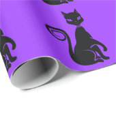 Papier Cadeau Chat éffrayant noir Halloween (Coin rond)