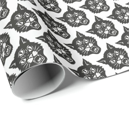 Papier Cadeau Chat en colère (Coin rond)