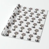 Papier Cadeau Chat En Dessin Avec Collier En Perle (Déroulé)