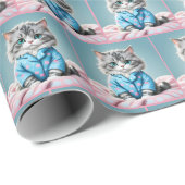 Papier Cadeau Chat En Pajamas (Coin rond)