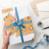 Papier Cadeau Chat endormi avec des chatons tétant
