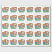 Papier Cadeau Chat et cuvette de poisson (Plat)
