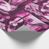 Papier Cadeau CHAT ET OWL DE MUSIQUE, Rose violet (Coin)