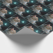 Papier Cadeau Chat Fluffé Avec Papillon Néon (Coin)