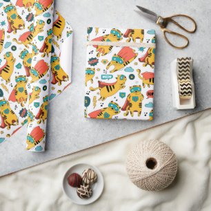 Papier Cadeau Chat Funny Superhero