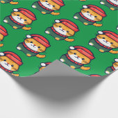 Papier Cadeau Chat Ginger de Noël en chapeau de Santa (Coin)