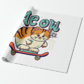 Papier Cadeau Chat Glissant Miaou (Déroulé)