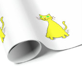 Papier Cadeau Chat gras jaune (Coin rond)