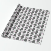 Papier Cadeau chat gris avec noeud rose (Déroulé)