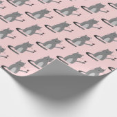 Papier Cadeau Chat Gris Avec Papier À Vin Rouge (Coin)