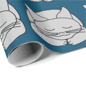 Papier Cadeau Chat gris dormant (Coin rond)