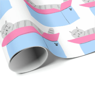 Papier Cadeau Chat gris en boîte