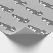 Papier Cadeau Chat gris et blanc Tuxedo (Coin)