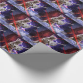 Papier Cadeau Chat guerrier avec lasers de l'oeil (Coin)