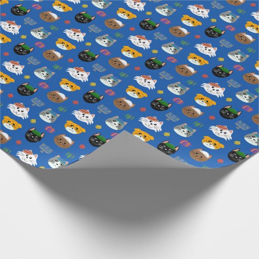 Papier Cadeau Chat Hannukah Motif (Coin)