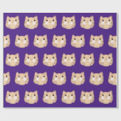 Papier Cadeau Chat jaune sur pourpre royal (Plat)