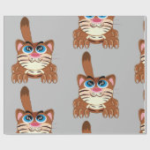 Papier Cadeau Chat jouant avec Big Blue yeux amusant Whimsical K (Plat)