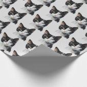 Papier Cadeau Chat Kitty blanc gris noir (Coin)