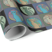 Papier Cadeau Chat Lady Multi Chats assis Thunder_Cove (Coin rond)