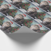 Papier Cadeau Chat Maine Coon à Noël de neige (Coin)
