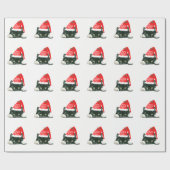 Papier Cadeau chat meowy de vacances de Noël dans le casquette (Plat)