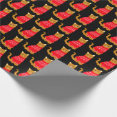 Papier Cadeau Chat mignon à Noël Jumper Rouge Noir Motif (Coin)