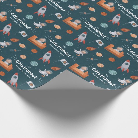 Papier Cadeau Chat mignon dans l'espace, Chats sur Mars, avec no (Coin)