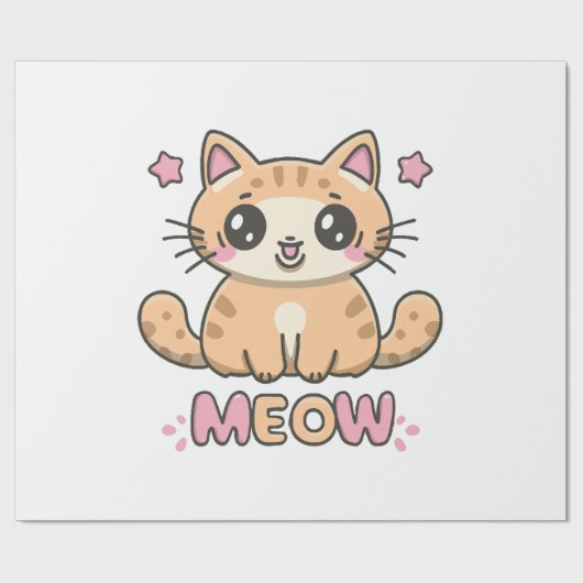 Papier Cadeau chat mignon miaou (Plat)