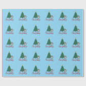 Papier Cadeau Chat mignonne avec café et arbre Noël Meowy (Plat)