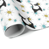 Papier Cadeau Chat moderne rétro du milieu du siècle (Coin rond)