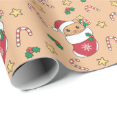 Papier Cadeau Chat Noël Neige Hiver Animaux Chats (Coin rond)