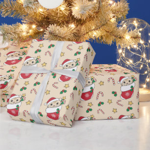 Papier Cadeau Chat Noël Neige Hiver Animaux Chats