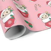 Papier Cadeau Chat Noël Neige Hiver Animaux Chats Vacances (Coin rond)