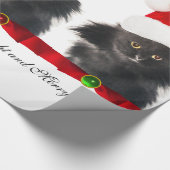 PAPIER CADEAU CHAT NOËL NOIR, CASQUETTE SANTA CLAUS ET RIBBON RO (Coin)
