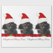 PAPIER CADEAU CHAT NOËL NOIR, CASQUETTE SANTA CLAUS ET RIBBON RO (Plat)