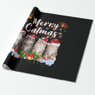 Papier Cadeau Chat Noël Santa Hat Funny Joyeux Noël