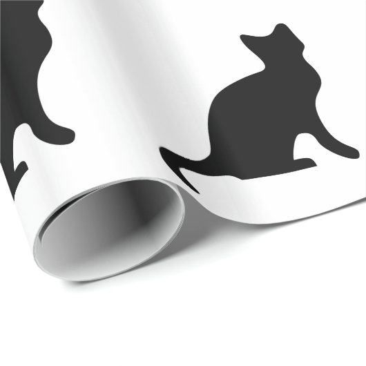 Papier Cadeau Chat noir (Coin rond)